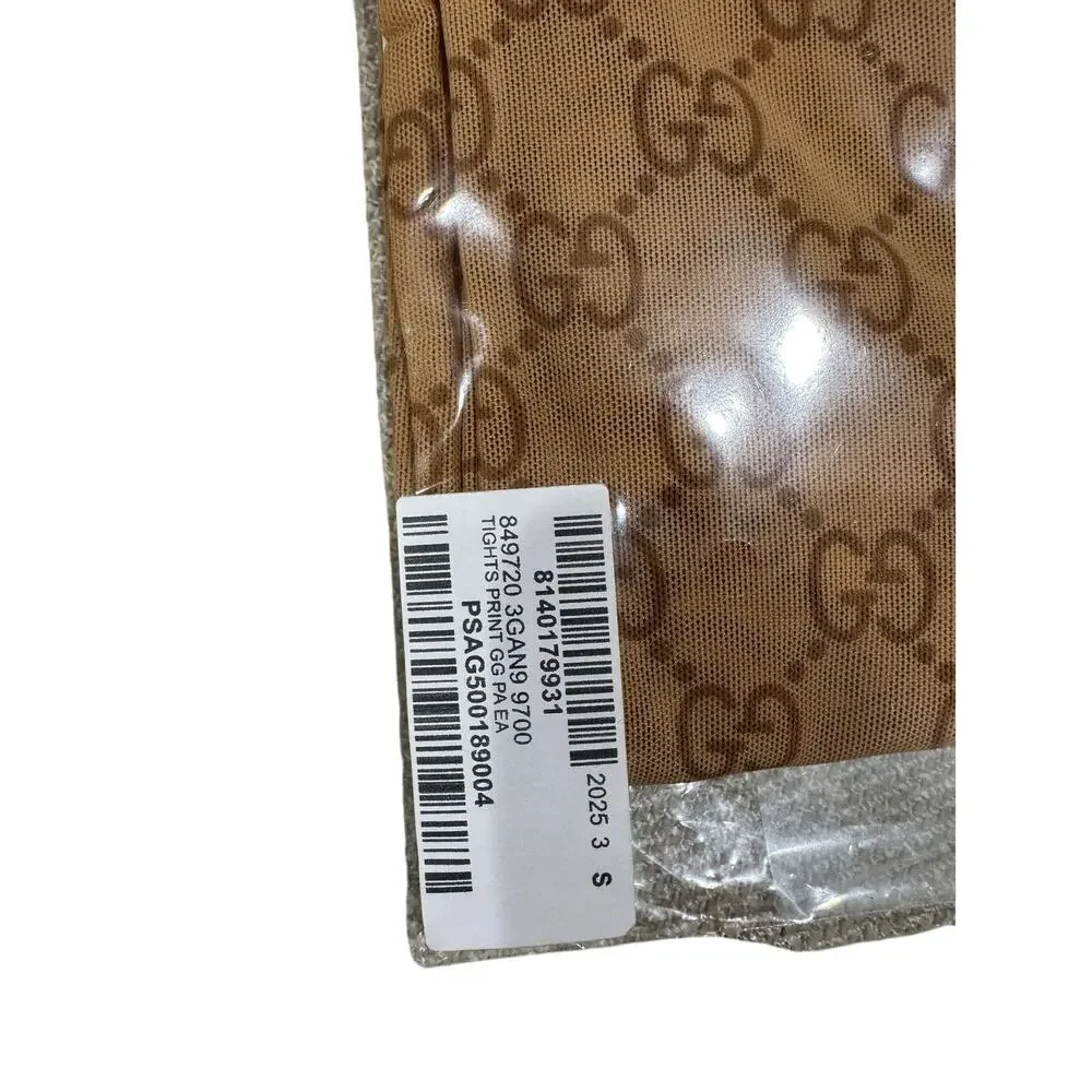 Gucci GG Logo Tights Beige Stretch Nylon Size Small | Fall Winter 2025 | NWT